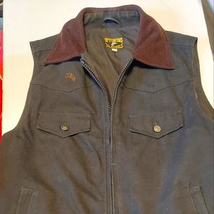 Mens Wyoming Traders Black Vest Cowboy Corduroy Collar Size M Holster Concealed